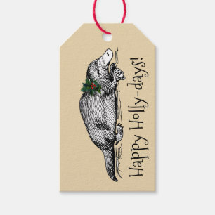 Etiqueta Para Presente Vintage Funny Christmas Platypus australiano
