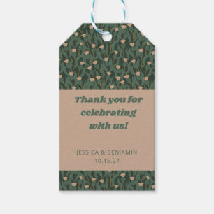 Etiqueta Para Presente Vintage Green Floral Boho Personalizado Obrigado