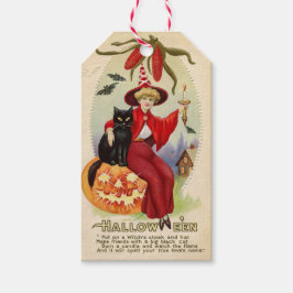 Etiqueta Para Presente Vintage Halloween Witness e Black Cat