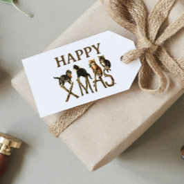 Etiqueta Para Presente Vintage Happy Xmas Gatinho Gatinho Feliz Natal