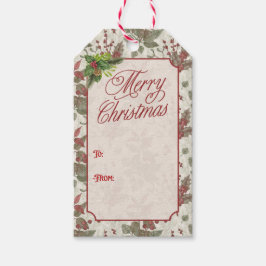 Etiqueta Para Presente Vintage Holly Berry Christmas Gift Tag