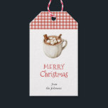Etiqueta Para Presente Vintage Hot Cocoa Gingham Christmas<br><div class="desc">Adicione um toque de calor aos presentes de Natal com esta ilustração de aquarela vintage fofa de cacau quente e marshmallow com etiquetas de presente de gingham vermelho e branco. Perfeito para embalar cestas de presentes de férias.</div>