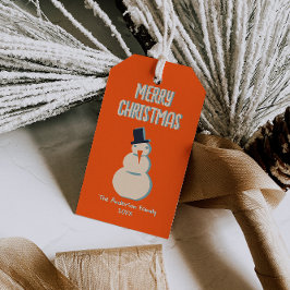 Etiqueta Para Presente Vintage Ilustrou Neve de Feliz Natal Vermelho