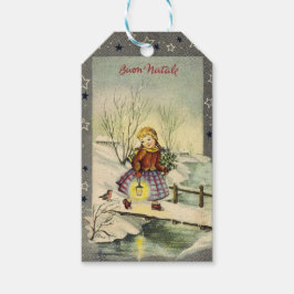 Etiqueta Para Presente Vintage Italiana Felry Christmas Buon Natale Girl