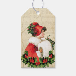 Etiqueta Para Presente Vintage Lady Christmas Gift Tag, Elegante Holiday