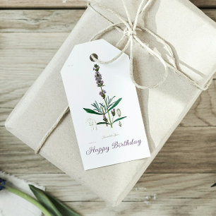 Etiqueta Para Presente Vintage Lavendel Botanical Happy Birthday