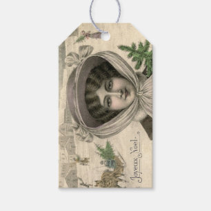 Etiqueta Para Presente Vintage - Natal francês Lady Ecru Gift Tags