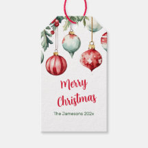 Vintage Ornaments Merry Christmas Gift Tag