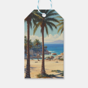 Etiqueta Para Presente Vintage Palm Trees Cote D'Azur Viagem