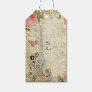 Etiqueta Para Presente Vintage Paris Rosa Roses Lock & Key Chic Wedk