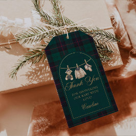 Etiqueta Para Presente Vintage Plaid Teddy Bear Baby Shower Gift Tags 