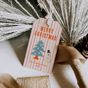 Etiqueta Para Presente Vintage Red Christmas Funky Divertido Ilustrado