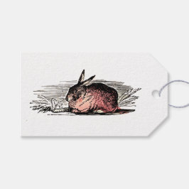 Etiqueta Para Presente Vintage Red Rabbit Drawing