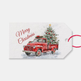 Etiqueta Para Presente Vintage Red Truck Natal