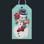 ETIQUETA PARA PRESENTE VINTAGE RETRO CHRISTMAS SNOWMAN<br><div class="desc">BABY BLUE NATAL VINTAGE SNOWMAN.</div>