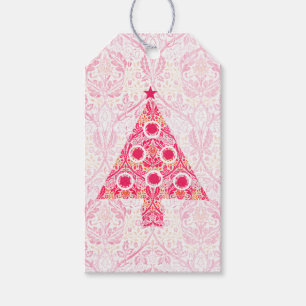 Etiqueta Para Presente Vintage Retro Christmas Tree Gift Tag Pink