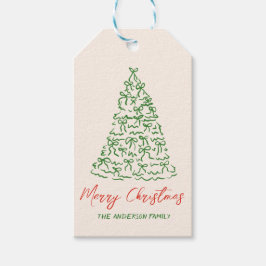 Etiqueta Para Presente Vintage Retro Fitas Desenhadas à Mão Árvore Natal