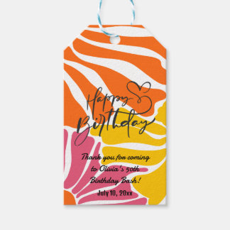 Etiqueta Para Presente Vintage Retro Flowers Elegante e Colorida Aniversá