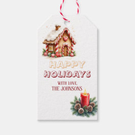 Etiqueta Para Presente Vintage Retro Gingerbird House Holiday Tag
