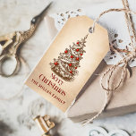 Etiqueta Para Presente Vintage Retro Merry Christmas Tree Favor<br><div class="desc">Vintage Retro Merry Christmas Tree Favor Gift Tags</div>