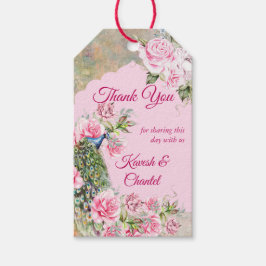 Etiqueta Para Presente Vintage rosa-pavão-rosa vitoriano costume de paz