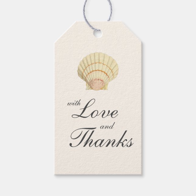 Etiqueta Para Presente Vintage Scallop Solteiro Seashell Wedding (Frente)