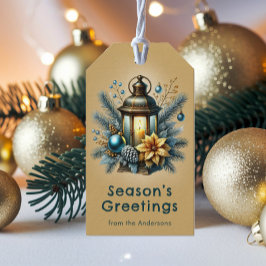 Etiqueta Para Presente Vintage Seasons Greetings Christmas Lantern Custom