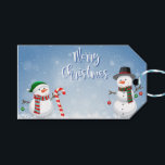 Etiqueta Para Presente Vintage Snowman Christmas<br><div class="desc">Homem de neve celebrando enquanto neve caindo enviando desejos festivos aos seus amigos. Se você quiser adicionar seu próprio design usando o modelo. Compre o seu hoje mesmo clicando no link de armazenamento.</div>