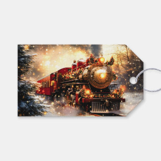 Etiqueta Para Presente Vintage Snowy Night Christmas Train Express