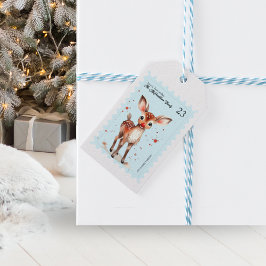 Etiqueta Para Presente Vintage Stamp Kitsch Reindet Nome do Retro Natal