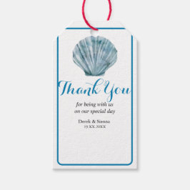 Etiqueta Para Presente Vintage Teal Blue Solteiro Seashell Casamento