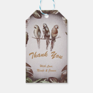 Etiqueta Para Presente Vintage Tropical Tiki Birds Parrots & Leaves Favor