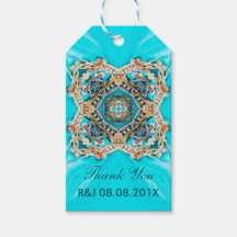 vintage turquoise padrão boêmia favor do casamento