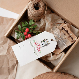 Etiqueta Para Presente Vintage Watercolor Nutcracker Trio de Natal