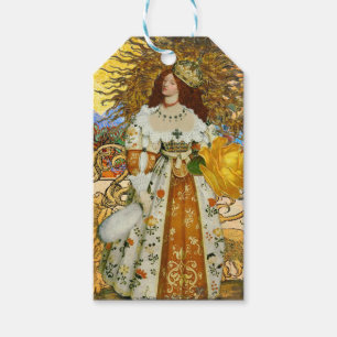 Etiqueta Para Presente Vintage Woman Ouro Sun: Leo Zodiac Collage Art