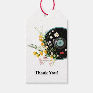 Etiqueta Para Presente Vinyl Record, Oldies Rustic Music, flores, adulto