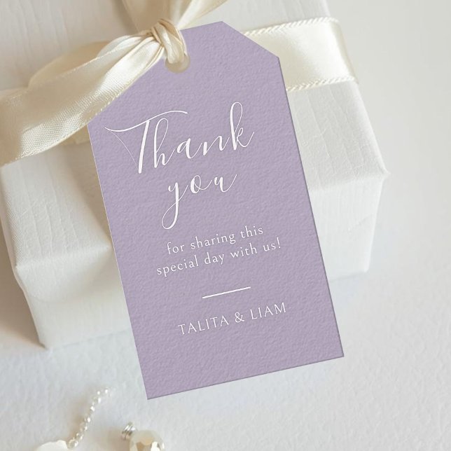 Etiqueta Para Presente Violet Lavender | Agradecimento de Casamento Chic  (Criador carregado)