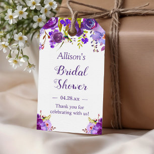 Etiqueta Para Presente Violeta Roxo Floral Favor Agradecimento Chá de Noi