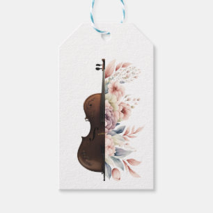 Etiqueta Para Presente Violino com flores.