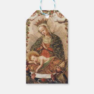 Etiqueta Para Presente Virgem Adorando o Menino Jesus da Escola Cuzco Ant
