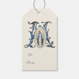 Etiqueta Para Presente Virgem Religiosa Elegante Mary Católica Azul