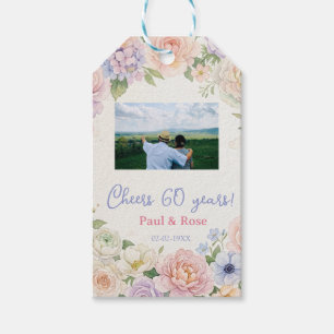 Etiqueta Para Presente viva 60 anos roxo rosa floral pastel foto na