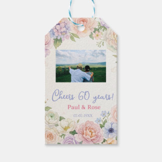 Etiqueta Para Presente viva 60 anos roxo rosa floral pastel foto na