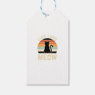 Etiqueta Para Presente Viva Ame o Gato Vintage Design de Pôr do Sol de Ga