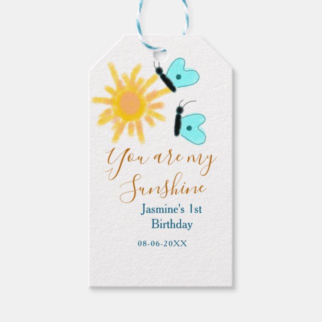 Etiqueta Para Presente Você é minha borboleta azul-alaranjada (Frente)