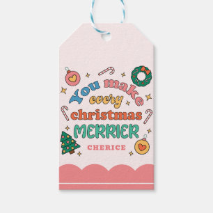 Etiqueta Para Presente Você Faz Todo Natal Mais Feliz Retro de Cubo