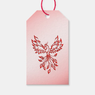 Etiqueta Para Presente Voo de Um Vermelho Phoenix a Rosa
