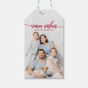 Etiqueta Para Presente Warm Deseja o Natal Personalizado do Script Vermel