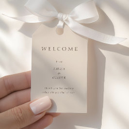 Etiqueta Para Presente Warm Sand Minimalist  Wedding Welcome