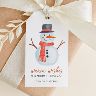 Etiqueta Para Presente Warm Wish Snowman Natal